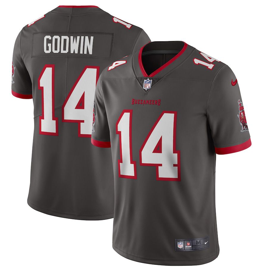 Men Tampa Bay Buccaneers #14 Chris Godwin Nike Pewter Alternate Vapor Limited NFL Jersey